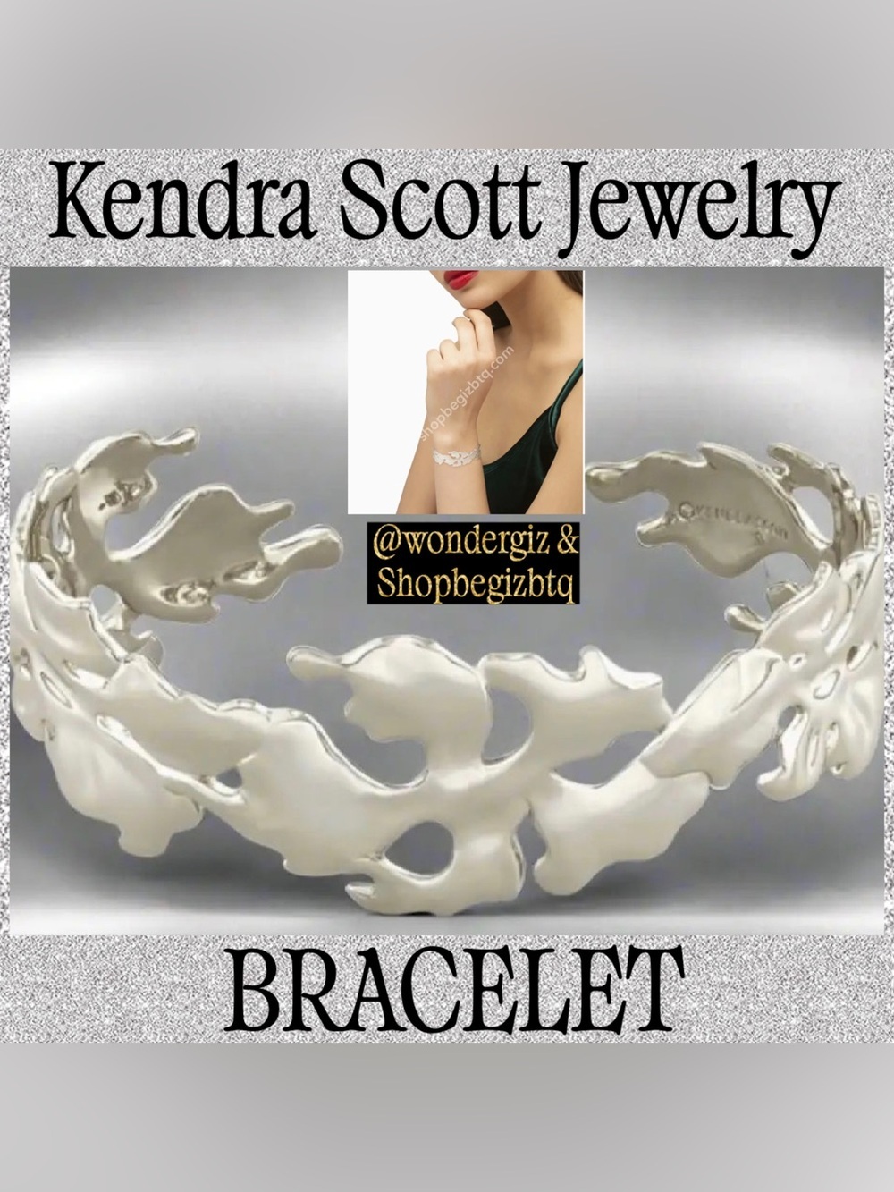 Kendra Scott Authentic Savannah Cuff Bracelet In Rhodium Plated